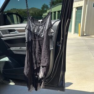 Free People Vintage Black and Gray Lace Dress